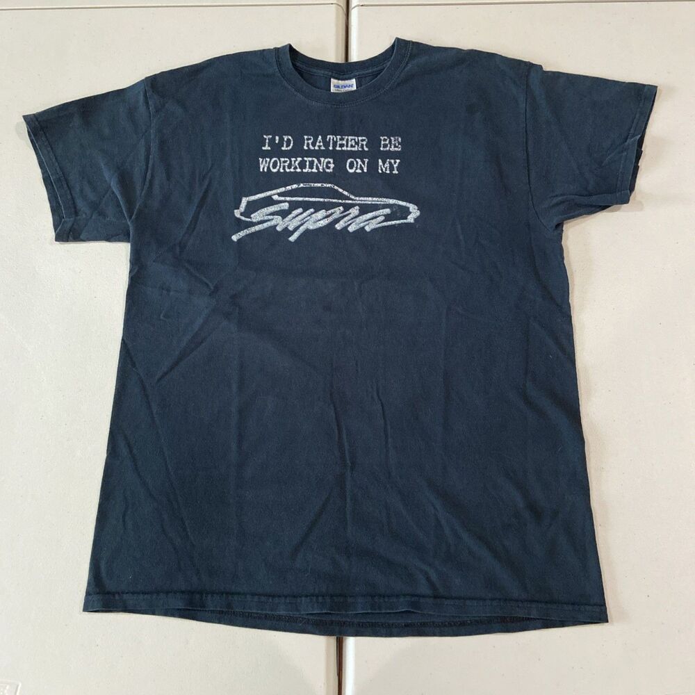 Vintage 00s Id Rather Be Working on my Supra Faded Retro T shirt Men’s L Size